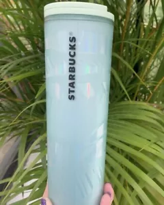 Starbucks Frosted Icy White Tumbler Mint Iridescent Soft Touch Hot Cup 16oz 2021 - Picture 1 of 13