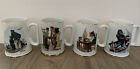 Vintage 1985 Norman Rockwell Museum Mugs Long John Silvers Set of 4 Cups Lot
