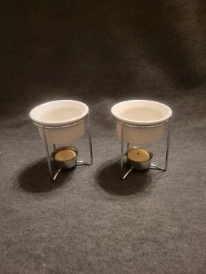 Juego de 2 calentadores de mantequilla de cerámica blanca Norpro con soportes, caja original Foto 1 de 4