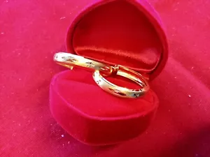 Orecchino Oro 20K Cerchio Fatto a Mano Vintage Oro Gioielli per Uomo Donna Regalo 3,6 grammi - Foto 1 di 13