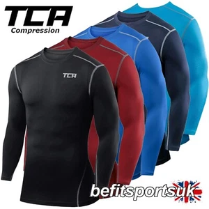 MENS COMPRESSION BASE-LAYER LONG SLEEVE TOP SKINS FOOTBALL TIGHT TCA MUSCLE GYM - Picture 1 of 23