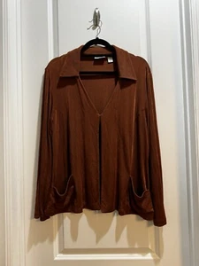 Chico's Traveler’s Cardigan Long Sleeve Rust slinky Stretch Size 3 - Picture 1 of 5