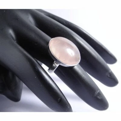 Beautiful Rose Quartz Gemstone 925 Sterling Silver Handmade Ring All Size - Image 1 of 4