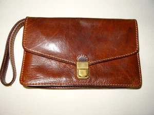 THE BRIDGE italienische Herren Handgelenktasche Handtasche braun Leder - Bild 1 von 7