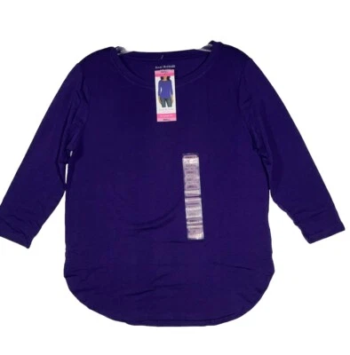 Camiseta para mujer Isaac Mizrahi púrpura manga 3/4 suave mezcla de algodón nueva con etiquetas precio de venta sugerido por el fabricante $30 Foto 1 de 4