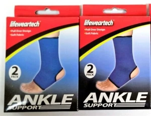 Soporte de tobillo compresión manga elástica alivio del dolor deportes tirar unisex 2-2pk - Imagen 1 de 7