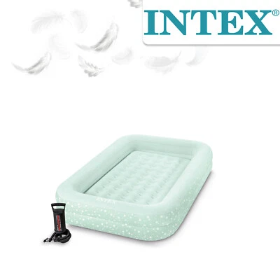 Intex Luftbett Kinder & Baby Reisebett 168x107x25cm blau mit Sternchen und Pumpe - Bild 1 von 4