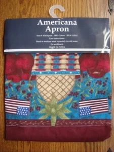 NEW ~AMERICANA (FLAG FRUIT) APRON COTTON TWILL ADJUSTABLE NECK STRAP - Picture 1 of 4