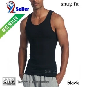 Lot 3 PRO CLUB A SHIRTS TANK TOP BLACK ProClub Mens Wife Beater Undershirt S-7XL - Picture 1 of 5