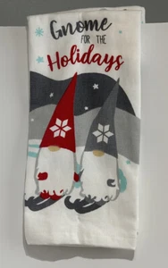 2 Christmas Gnomes On Skis Gnome For The Holidays Kitchen Cotton Terry Towels - Picture 1 of 2