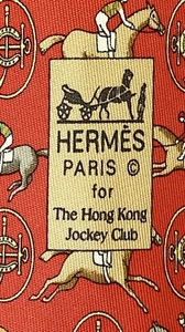 Hermes 7722 OA Hong Kong Jockey Club 100% Silk tie Light Used without tags - Picture 1 of 9