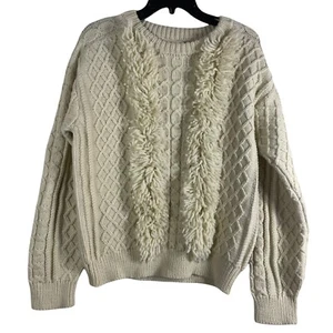 Tory Burch Womens Cable Knit Saddle Sleeve Shirt Crewneck Sweater Top Large $498 - Picture 1 of 8