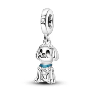 MULA Original Roboter Hund Anhänger DIY Charm AAA CZ Für Armband 925 Versilbert - Picture 1 of 6