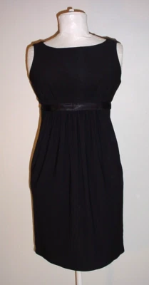 Vestido preto Jessica Howard sem mangas tamanho 4 pequeno forrado corpete império - Imagem 1 de 4