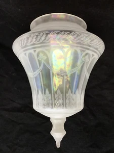 Antiker Schirm geätztes Glas irisierend 5" Monteur - Bild 1 von 9