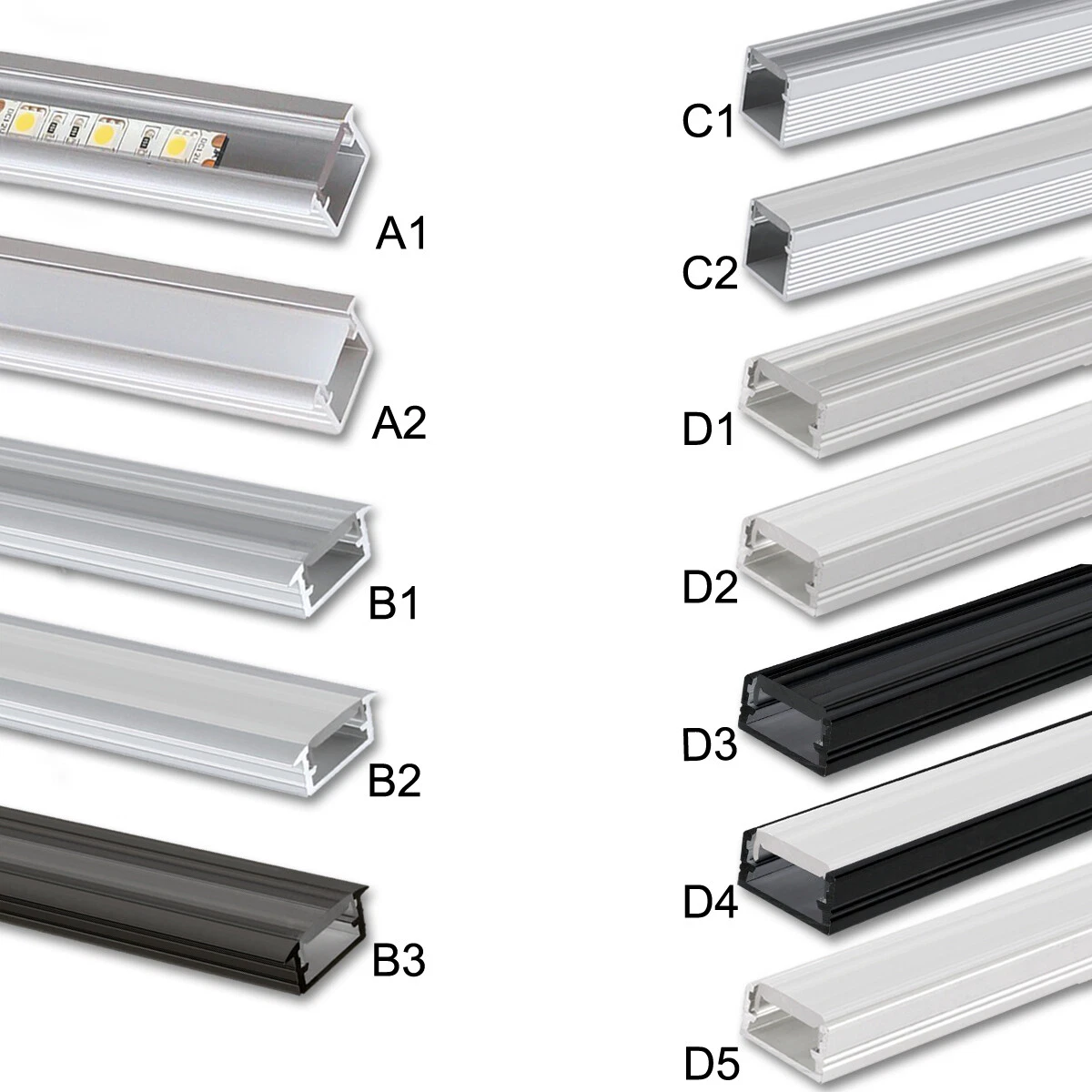 Aftertech® Aluminium-Einbauprofil Für LED-Streifen – 2 Meter Mit Weißer Abdeckung, Inklusive Montagezubehör