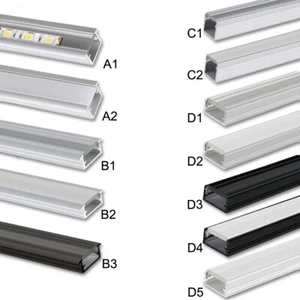 LED Aluprofil 2m 1m Aluminium Profil Alu Leiste Schiene LED Stripes schwarz weiß - Bild 1 von 20
