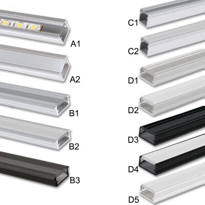 LED Aluprofil 2m 1m Aluminium Profil Alu Leiste Schiene LED Stripes schwarz weiß - Bild 1 von 4