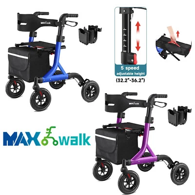 MAXWALK All-Terrain Rollator Walker Non-Pneumatic Tire 8inch Front Rubber Wheels - Image 1 of 4