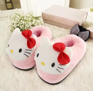 Hello Kitty Slippers Cute Plush Anti-slip Pink Slippers Anime Cartoon Shoes - Picture 1 of 1