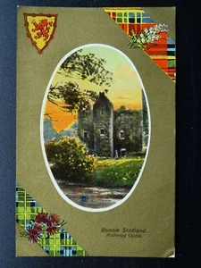 Bonnie Schottland Gold & Tartan ROTHESAY CASTLE alte Postkarte von A.&G. Taylor - Bild 1 von 2