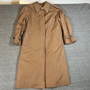 Vintage Womens London Fog Trench Coat Brown Removable Fleece Lining 40 Long - Picture 1 of 14