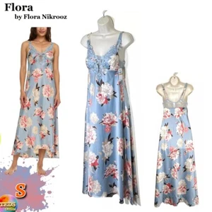 NWT Flora by Flora Nikrooz S Stella Floral Charmeuse Nightgown T91092 Gray $68 - Picture 1 of 8