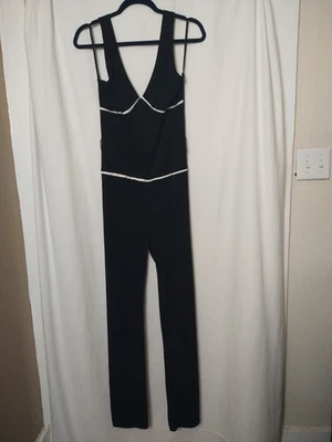 Macacão Feminino Vintage Newport News Preto Branco Halter Top Tamanho 8 Fabricado nos EUA - Imagem 1 de 4