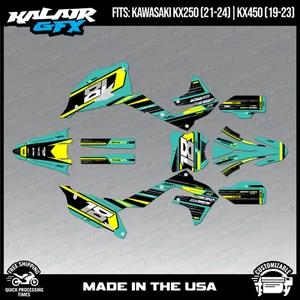 Kalair GFX Graphics Kit for KX450 2019-2023 and KX250 2021-24 Warrior - Teal - Imagen 1 de 4