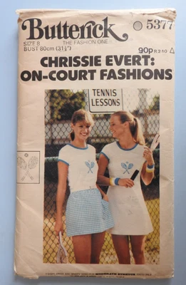 Butterick 5377 Chrissie Evert Tennis Outfits dress top skirt with transfer sz 8 - Image 1 of 2