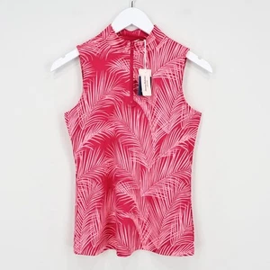 Tommy Bahama Active Paradise Tropical 1/4 Zip Mock Neck Tank Top Pink XS NWT - Picture 1 of 7