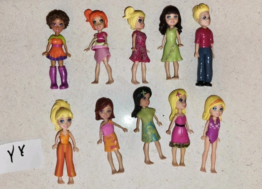 Polly Pocket Doll Lot of 10 Figures  rubber clothes (YY) - Image 1 of 1