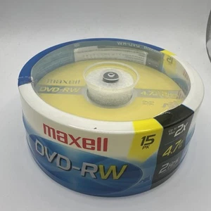Discos DVD regrabables Maxell DVD-RW 4,7 GB 120 min husillo paquete de 15 NUEVO - Imagen 1 de 7