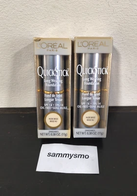 L'Oreal QuickStick long wearing Foundation  SPF 14- NUDE BEIGE x2 - Image 1 of 4