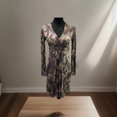 Elie Tahari Women’s Stretch Knit Fit & Flare Long Sleeve Tie Belt Size S - Image 1 of 4