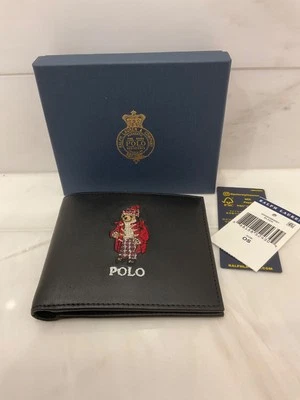 NUEVO EN CAJA Polo Ralph Lauren VACACIONES INVIERNO OSO Cuero Doble Billetera - NEGRA Foto 1 de 4