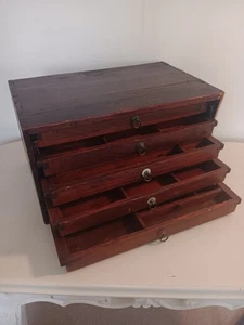 Antiguo MECCANO Nº8 5 Cajones Colección Estuche Armario Madera Cofre - Imagen 1 de 12