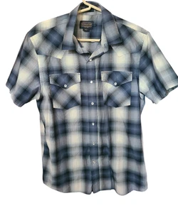 Pendleton Frontier Shirt Mens Large Plaid Pearl Snap Western Cowboy Short Sleeve - Picture 1 of 4