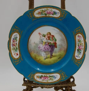 ANTICA TARGA FRANCESE DIPINTA A MANO SEVRES CHATEAU DES TUILERIES ~ PIATTO ~ 1844 - Foto 1 di 5