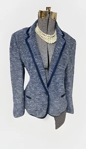 Talbots Blazer Size Petite 14P Jacket Pockets Suit Separates Boucle Style Blue - Picture 1 of 21
