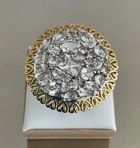 Vintage Stil Brasilianischer Blütenblatt Art Deco Ring 925 Silber & 18K Vermeil Größe 8 - Bild 1 von 20