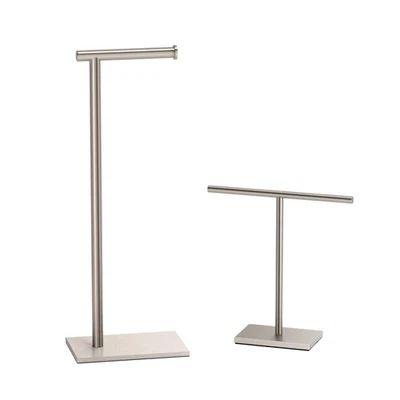 Moderno juego de soporte de papel higiénico y toallero de tocador, níquel satinado Freestan... Foto 1 de 4