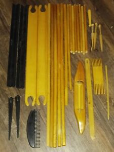 Leclerc Weaving Shuttle Bobbin Parts Lot Dowel Comb Hook Needle & Accessories