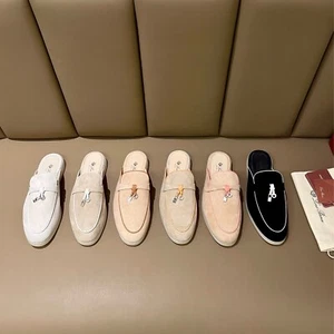Italian Style Womens Real Suede Leather Slipper Mules Flats British Shoes Ladies - Picture 1 of 40