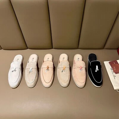 Italian Style Womens Real Suede Leather Slipper Mules Flats British Shoes Ladies - Image 1 of 4