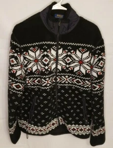 Polo Ralph Lauren Maglione Donna Vacanze Natale Cerniera Intera Fiocco di Neve Taglia Large - Foto 1 di 5