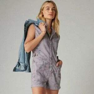 Lucky Brand x Laura Ashley Floral Sleeveless Coverall Short Denim Romper Small - Picture 1 of 11