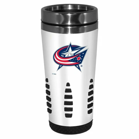 Columbus Blue Jackets Hockey Metal Stainless Hot Cold Beverage Tumbler WHT Cover