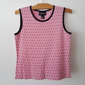 Vtg Requirements Womens S Knit Top Sleeveless Shell Polkadot Pink - Picture 1 of 7