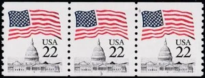 USA 1985 FLAG over CAPITOL strip of 3 P#3 SC#2115a MNH - Picture 1 of 1
